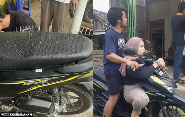 Lelaki letak paku di belakang seat motor untuk yakinkan kekasihnya yang dia setia Lelaki letak paku di belakang seat motor untuk yakinkan kekasihnya yang dia setia