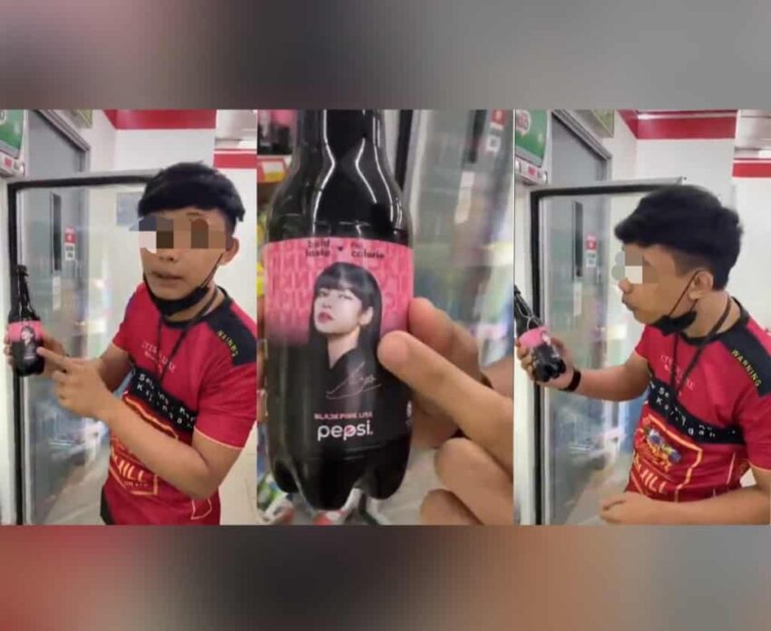 ‘Ludah’ botol minuman berwajah Lisa BLACKPINK, lelaki buat netizen mengamuk!