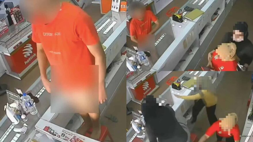 [VIDEO] Lelaki tayang ‘bebird’ cuba terkam pekerja kedai, mujur sempat lari