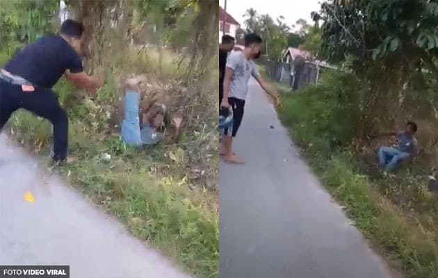 [Video] Lelaki disyaki pecah rumah dibelasah penduduk kampung
