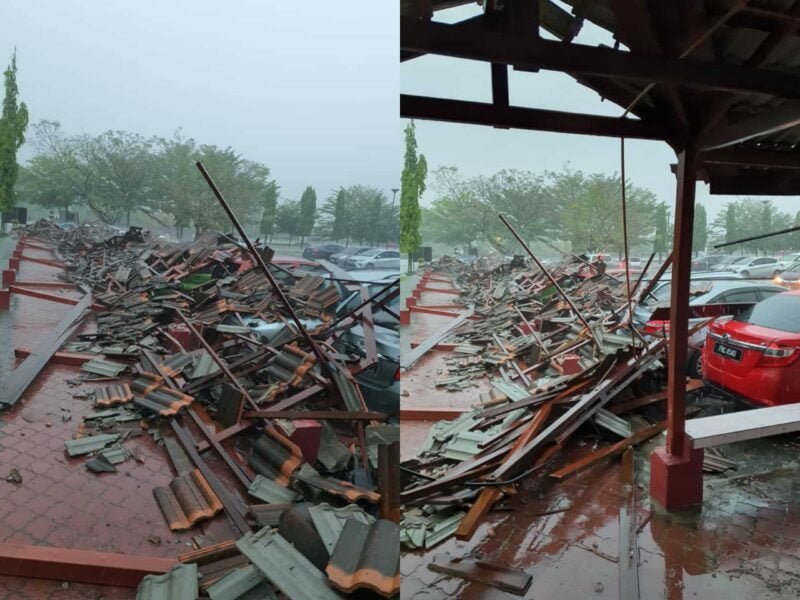 [Video] 15 kereta dihempap bumbung parkir runtuh di Hospital Teluk Intan