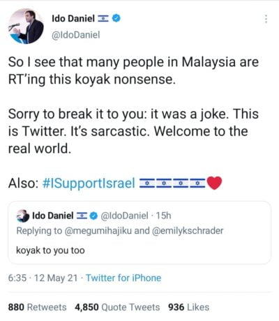 Israel defense forces twitter malaysian troll