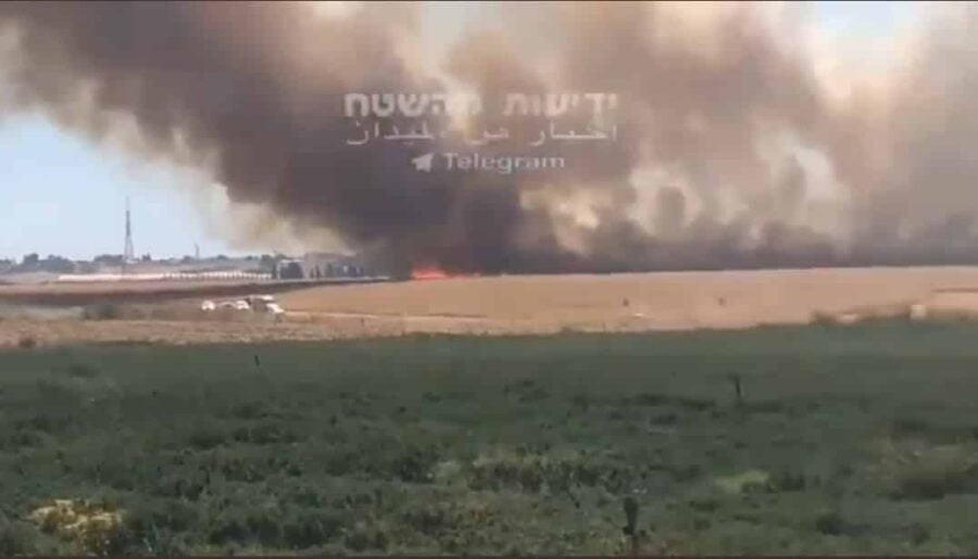 [Video] Ladang gandum terbakar setelah terkena peluru berpandu Br1ged 4l Qa$$am di 4shd0d