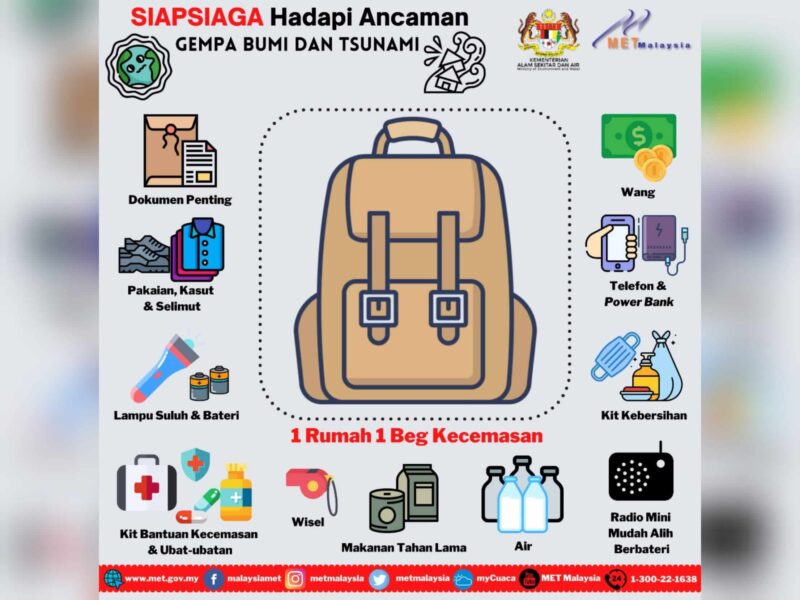 Tular perkongsian beg kecemasan untuk gempa, tsunami hingga cetus kekecohan, ini penjelasan Met Malaysia