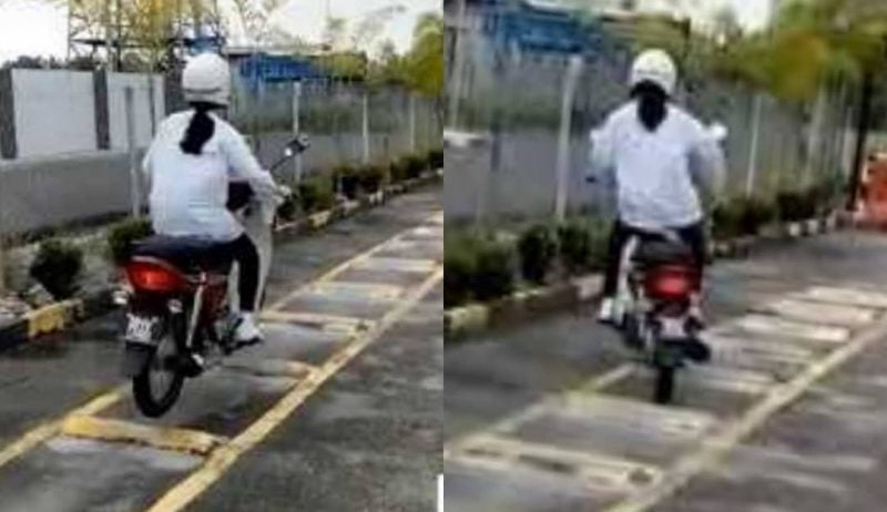 Aksi gadis bawa motor masa latihan memandu ini bikin netizen terhibur