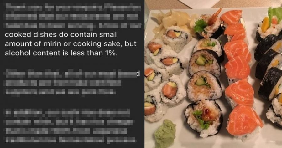 Menu Sushi mengandungi 1% alkohol, status restoran Jepun ini undang perdebatan netizen