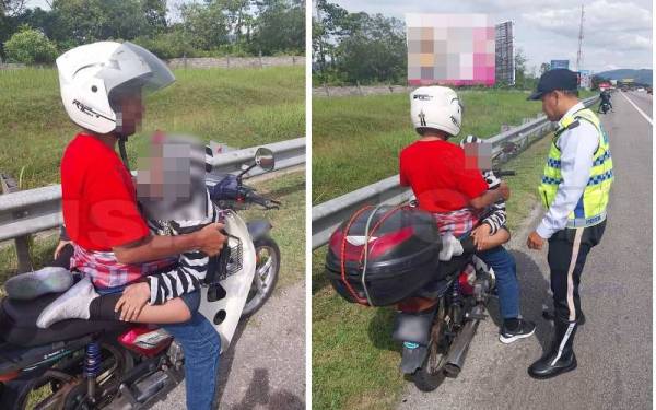 Bapa gendong anak naik motosikal dari Batu Gajah ke Kuala Lumpur dibantu polis peronda