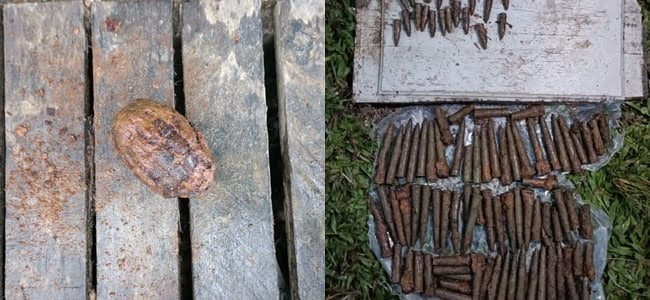 Bom tangan, puluhan peluru ditemui tertanam belakang rumah