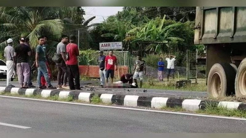 Lelaki putus kaki kiri digilis lori Lelaki putus kaki kiri digilis lori