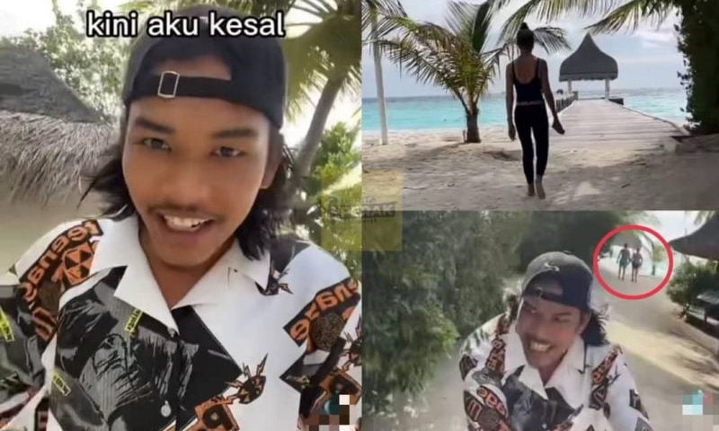 Buat live di Maldives, TikToker Malaysia gelabah lari elak selisih pelancong pakai bikini