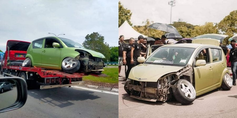 Walau nampak pelik & janggal, ‘Myvi Accident’ ini tetap dijadikan kereta pameran