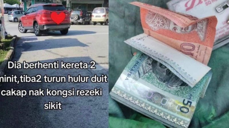 Bantu alih kucing atas jalan raya, rider tergamam terima RM100 dalam balutan duit RM10 dari pemandu X70