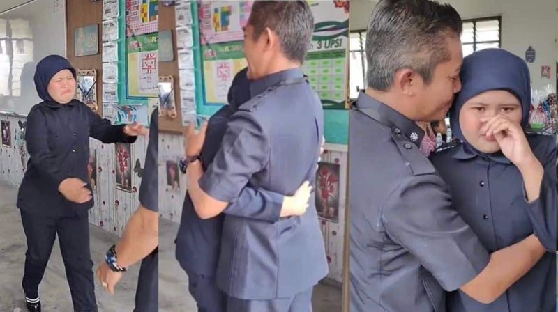 “Saya bangga dengan bapa saya” – Anak sarung uniform pemandu peribadi terharu bapa PJJ buat kejutan datang sekolah “Saya bangga dengan bapa saya” – Anak sarung uniform pemandu peribadi terharu bapa PJJ buat kejutan datang sekolah