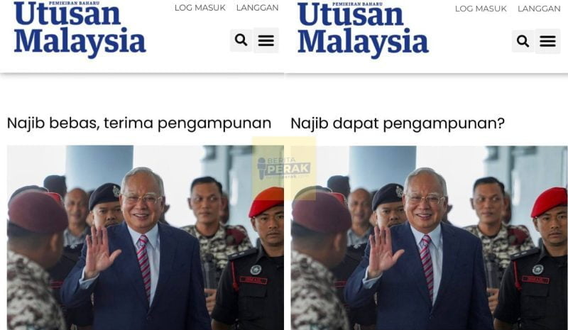 Utusan tarik balik berita pengampunan Najib, dakwa fakta yang diterima tidak dapat disahkan