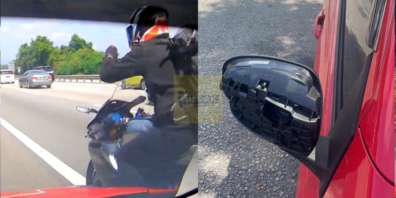 Rider tendang ‘side mirror’ kenderaan guna SmartLane, netizen bongkar maklumat pelaku