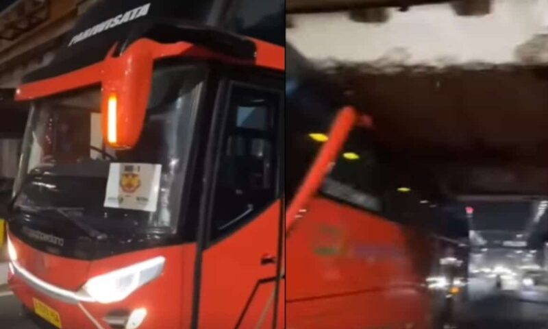 Netizen Indonesia ‘berdekah’ tengok bas Selangor sangkut bawah jambatan