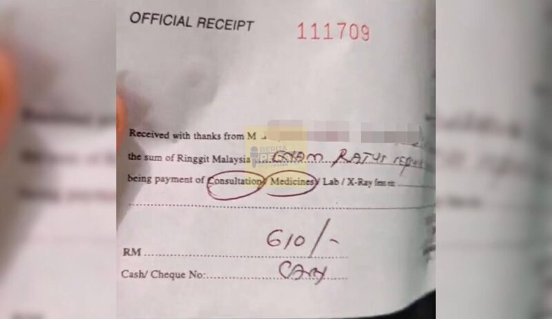 “Kata consultation fee RM35” – Wanita menangis kena bayar RM610 di klinik terkemuka