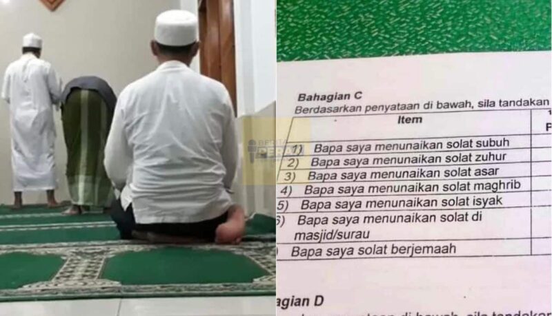 Kecoh sekolah edar kaji selidik, suruh murid dedah rutin bapa solat 5 waktu