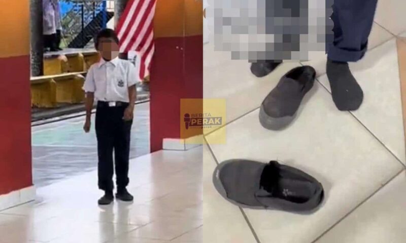 “Dia jalan seret-seret..” – Sumbat tisu untuk muatkan kaki, guru sebak lihat murid pakai kasut besar