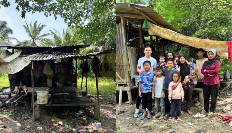 11 beranak tinggal dalam kebun kelapa sawit, huni pondok usang tanpa dinding selama 18 tahun