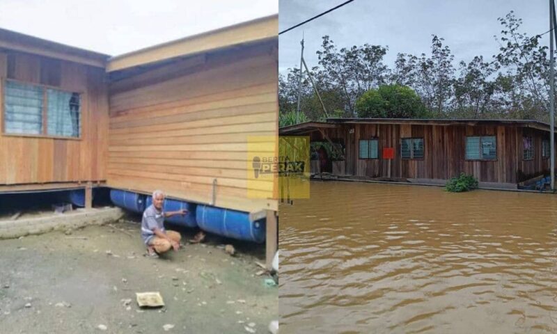 ‘Rumah rakit’ Pokwe kembali viral, berjaya terapung buat kali ketiga dalam banjir