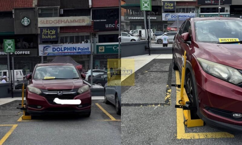 Tayar terkeluar sikit dari garisan parkir, wanita terkejut kereta kena ‘clamp’ Tayar terkeluar sikit dari garisan parkir, wanita terkejut kereta kena ‘clamp’