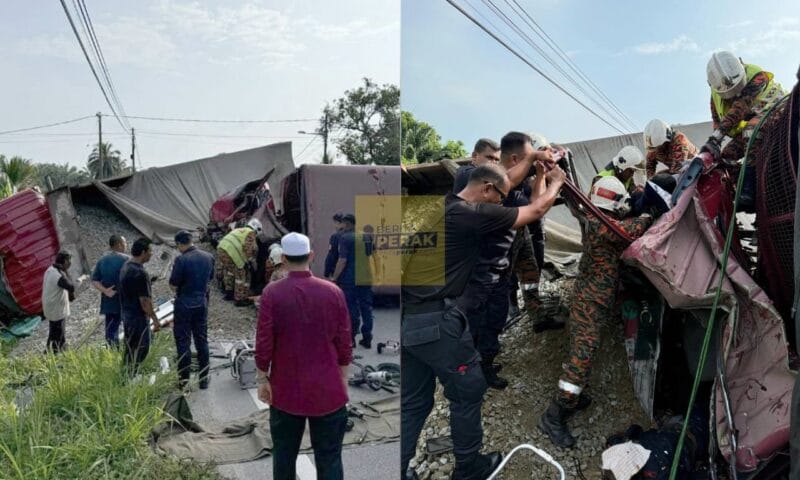 Lapan anggota FRU maut, trak bertembung dengan lori batu Lapan anggota FRU maut, trak bertembung dengan lori batu